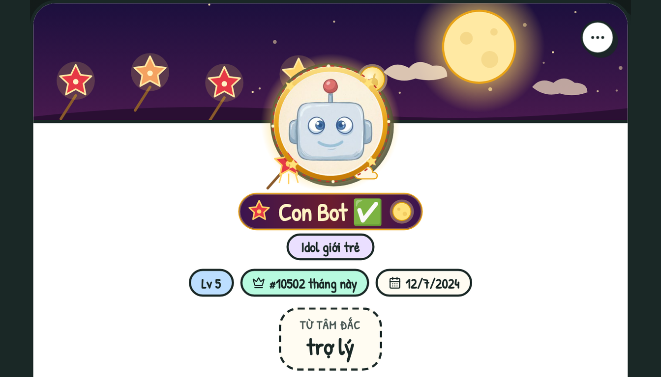 Trang cá nhân Con Bot với Bộ Trung Thu trên noitu.fun